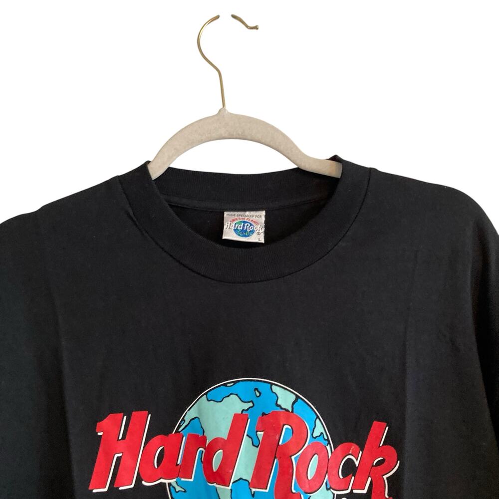 Vintage 80s Black Red Hard Rock Cafe Logo Singapore Destination Shirt Sz Large - Picture 5 of 16